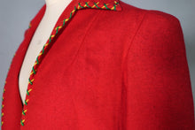 Load image into Gallery viewer, 50s RED WOOL MEXICAN EMBROIDERED TOURIST JACKET WITH PUFF SLEEVE - S