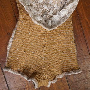 50s DE WEESE LACE SPIDER WEB AND BUTTERFLY RHINESTONED SWIMSUIT - XS