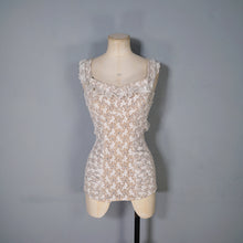 Load image into Gallery viewer, 50s DE WEESE LACE SPIDER WEB AND BUTTERFLY RHINESTONED SWIMSUIT - XS