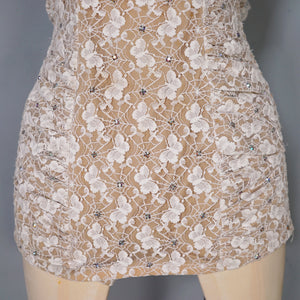 50s DE WEESE LACE SPIDER WEB AND BUTTERFLY RHINESTONED SWIMSUIT - XS