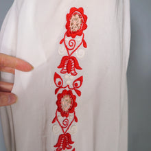 Load image into Gallery viewer, 70s SHEER WHITE AND RED EMBROIDERED HUNGARIAN FOLK BLOUSE - M