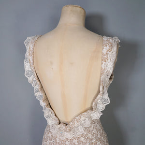 50s DE WEESE LACE SPIDER WEB AND BUTTERFLY RHINESTONED SWIMSUIT - XS