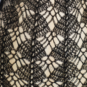 VINTAGE SLINKY BLACK SEE THROUGH LACE CROCHET DRESS - M