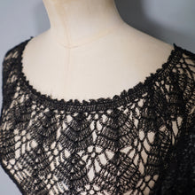 Load image into Gallery viewer, VINTAGE SLINKY BLACK SEE THROUGH LACE CROCHET DRESS - M