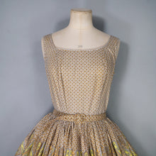 Load image into Gallery viewer, 50s VICTOR JOSSELYN BROWN AND YELLOW PAISELY PRINT FULL SKIRTED DRESS S-M