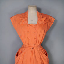 Load image into Gallery viewer, 40s ORANGE COTTON TEA DRESS WITH PINTUCK DETAILS - S