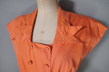 Load image into Gallery viewer, 40s ORANGE COTTON TEA DRESS WITH PINTUCK DETAILS - S