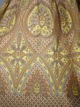 Load image into Gallery viewer, 50s VICTOR JOSSELYN BROWN AND YELLOW PAISELY PRINT FULL SKIRTED DRESS S-M