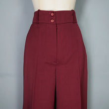 Load image into Gallery viewer, 70s VAN ALLAN PLUM BURGUNDY HIGH WAIST WIDE LEG TROUSERS - S