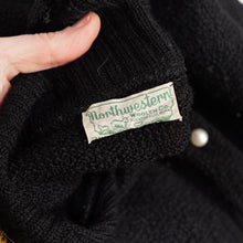 Load image into Gallery viewer, 50s BLACK &quot;NORTHWESTERN WOOLEN CO&quot; BEADED BOUCLE 3 PIECE KNIT SKIRT CARDIGAN SET - L