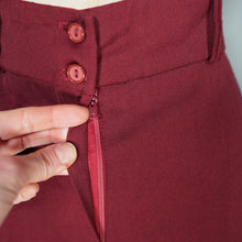 Load image into Gallery viewer, 70s VAN ALLAN PLUM BURGUNDY HIGH WAIST WIDE LEG TROUSERS - S