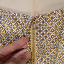 Load image into Gallery viewer, 50s VICTOR JOSSELYN BROWN AND YELLOW PAISELY PRINT FULL SKIRTED DRESS S-M