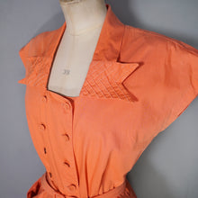 Load image into Gallery viewer, 40s ORANGE COTTON TEA DRESS WITH PINTUCK DETAILS - S