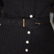 Load image into Gallery viewer, 50s BLACK &quot;NORTHWESTERN WOOLEN CO&quot; BEADED BOUCLE 3 PIECE KNIT SKIRT CARDIGAN SET - L