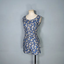 Load image into Gallery viewer, 50s LAZAR SPORTS BLUE GREY SHELL PRINT COTTON ROMPER / PLAYSUIT - XS