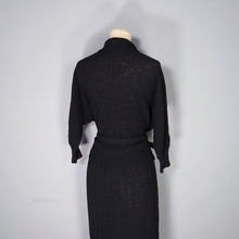 Load image into Gallery viewer, 50s BLACK &quot;NORTHWESTERN WOOLEN CO&quot; BEADED BOUCLE 3 PIECE KNIT SKIRT CARDIGAN SET - L