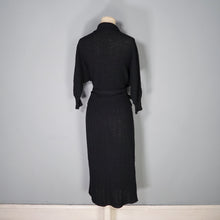 Load image into Gallery viewer, 50s BLACK &quot;NORTHWESTERN WOOLEN CO&quot; BEADED BOUCLE 3 PIECE KNIT SKIRT CARDIGAN SET - L