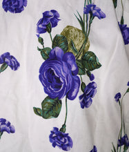 Load image into Gallery viewer, 60s "WENDY" DARK PURPLE ROSE PRINT FLORAL EMPIRE BUST DRESS - S