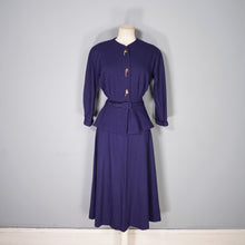 Load image into Gallery viewer, 40s KAHN OF MINNEAPOLIS 3 PIECE FINE PONTE WOOL SUIT / DRESS SET WITH CHAIN BUTTONS - S