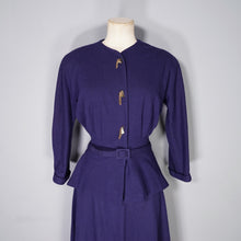 Load image into Gallery viewer, 40s KAHN OF MINNEAPOLIS 3 PIECE FINE PONTE WOOL SUIT / DRESS SET WITH CHAIN BUTTONS - S