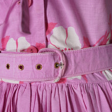 Load image into Gallery viewer, 50s HORROCKSES FASHION BRIGHT PINK FLORAL PRINT FULL SKIRTED COTTON DRESS - S