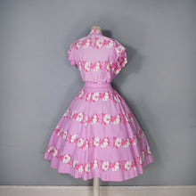 Load image into Gallery viewer, 50s HORROCKSES FASHION BRIGHT PINK FLORAL PRINT FULL SKIRTED COTTON DRESS - S