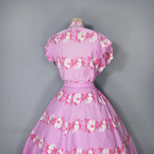 Load image into Gallery viewer, 50s HORROCKSES FASHION BRIGHT PINK FLORAL PRINT FULL SKIRTED COTTON DRESS - S