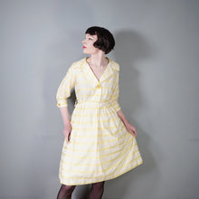 Load image into Gallery viewer, 60s RHONA ROY YELLOW WOVEN STRIPE COTTON SHIRT DRESS - S-M