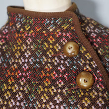 Load image into Gallery viewer, 70s ECLIPSE PURE WOOL BROWN WELSH WOOLLENS TAPESTRY CAPE - S-M