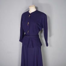 Load image into Gallery viewer, 40s KAHN OF MINNEAPOLIS 3 PIECE FINE PONTE WOOL SUIT / DRESS SET WITH CHAIN BUTTONS - S