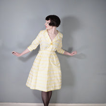 Load image into Gallery viewer, 60s RHONA ROY YELLOW WOVEN STRIPE COTTON SHIRT DRESS - S-M