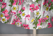 Load image into Gallery viewer, 50s 60s GREY AND PINK FLORAL DAY DRESS WITH BELT - S