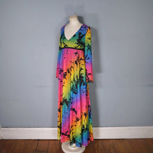 Load image into Gallery viewer, 70s &quot;MARISA&quot; RAINBOW FLORAL FLOWING EMPIRE MAXI DRESS - M-L