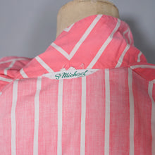 Load image into Gallery viewer, 50s 60s ST MICHAEL BRIGHT PINK STRIPE 3/4 SLEEVE SHIRT - M