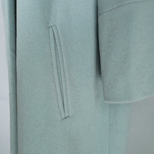 Load image into Gallery viewer, 50s 60s SURREALIST BLUE-GREY WOOL SWING COAT WITH FACE BROOCHES - S-M