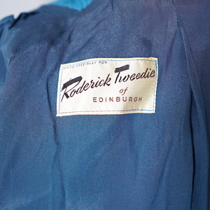 50s / 60s RICH DEEP TURQUOISE MUNROSPUN TWEED FITTED JACKET - S