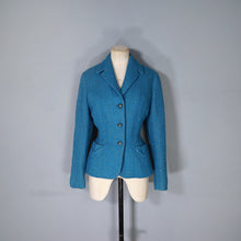 Load image into Gallery viewer, 50s / 60s RICH DEEP TURQUOISE MUNROSPUN TWEED FITTED JACKET - S