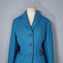 Load image into Gallery viewer, 50s / 60s RICH DEEP TURQUOISE MUNROSPUN TWEED FITTED JACKET - S