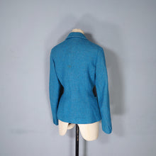 Load image into Gallery viewer, 50s / 60s RICH DEEP TURQUOISE MUNROSPUN TWEED FITTED JACKET - S