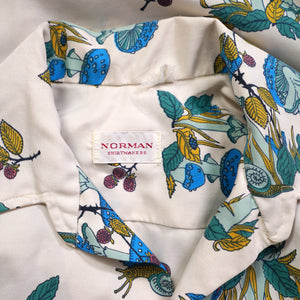 70s AUTUMNAL NOVELTY PRINT MUSHROOM AND SNAIL PRINT SHIRT - L