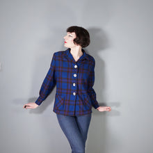 Load image into Gallery viewer, 50s BLUE PENDLETON 49ER BOXY WOOL PLAID CHECK JACKET - M-L