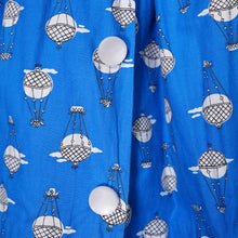 Load image into Gallery viewer, BLUE AND WHITE HOT AIR BALLOON NOVELTY PRINT 50s FULL SKIRT - 25"
