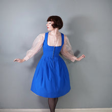 Load image into Gallery viewer, 70s BOLD BLUE BAVARIAN / TRACHTEN DIRNDL CORSET DRESS - S