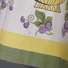 Load image into Gallery viewer, 50s WINE BOTTLE AND GRAPE BORDER PRINT WHITE COTTON FULL SKIRT - 26"