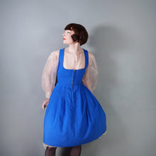 Load image into Gallery viewer, 70s BOLD BLUE BAVARIAN / TRACHTEN DIRNDL CORSET DRESS - S