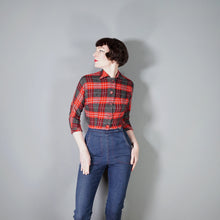 Load image into Gallery viewer, 50s COLLEGIAN SPORTSWEAR RED GREY PLAID CHECK CROPPED WOOL JACKET - XS