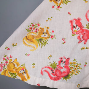70s PENELOPE PEEP SQUIRREL NOVELTY PRINT MINI HALTER DRESS - S