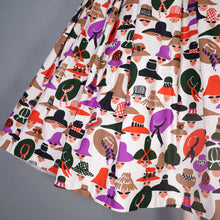 Load image into Gallery viewer, 50s 60s LADY FACES AND HATS NOVELTY COTTON DRESS - S