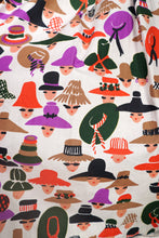 Load image into Gallery viewer, 50s 60s LADY FACES AND HATS NOVELTY COTTON DRESS - S