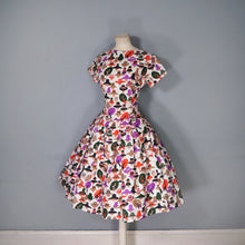 Load image into Gallery viewer, 50s 60s LADY FACES AND HATS NOVELTY COTTON DRESS - S